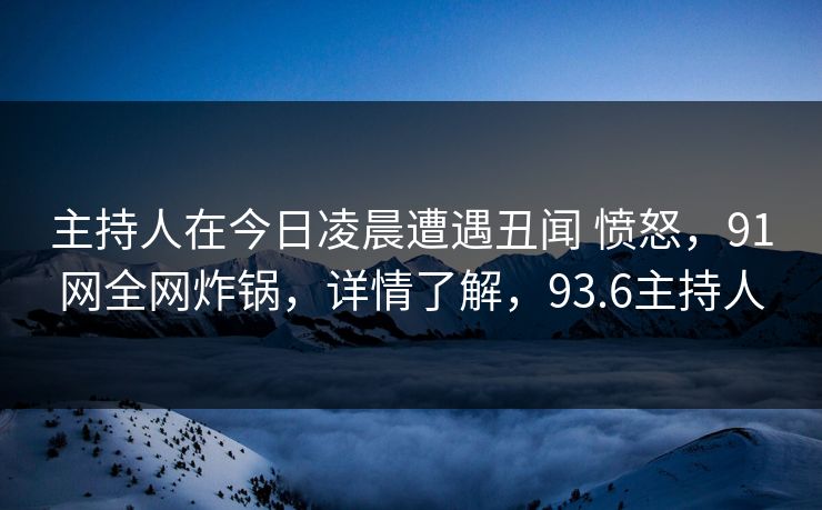 主持人在今日凌晨遭遇丑闻 愤怒，91网全网炸锅，详情了解，93.6主持人
