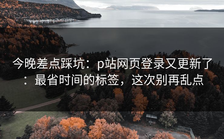 今晚差点踩坑：p站网页登录又更新了：最省时间的标签，这次别再乱点
